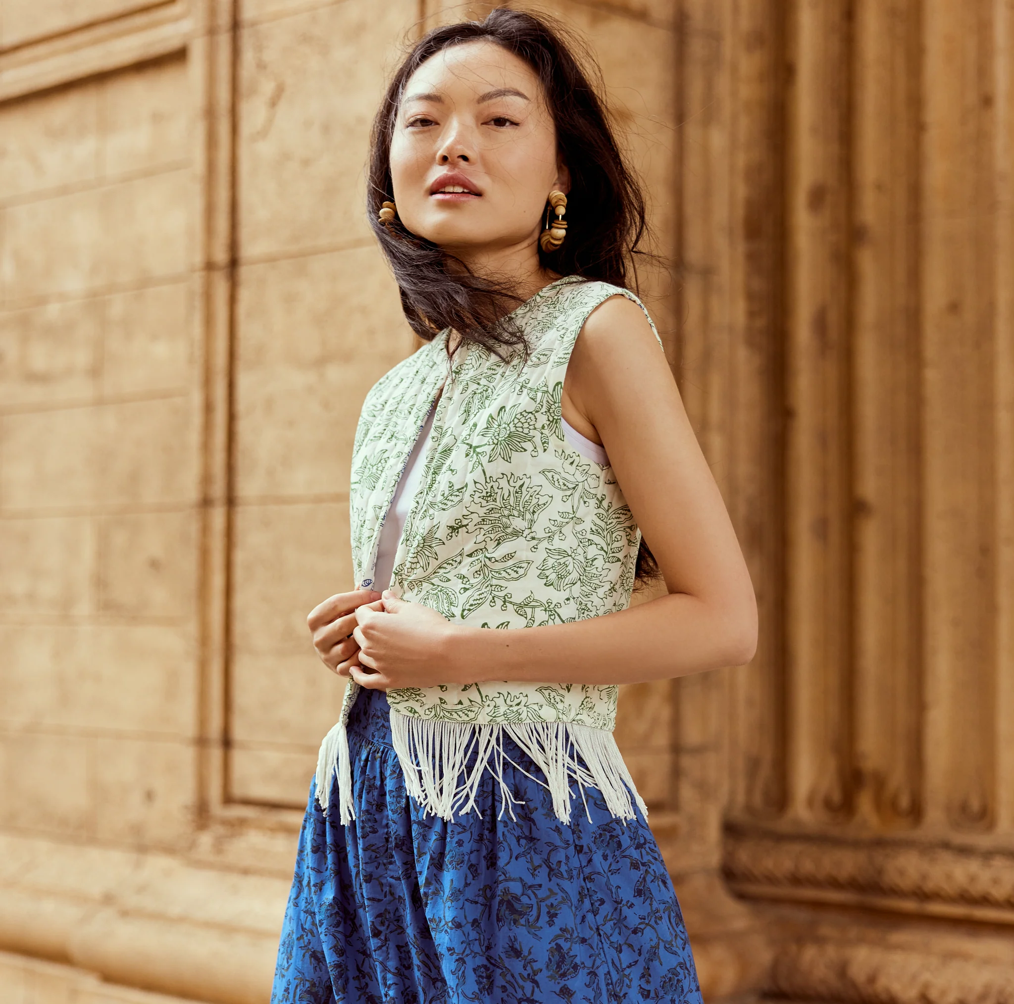 Ashlee Reversible Quilted Vest With Fringe - Image 3