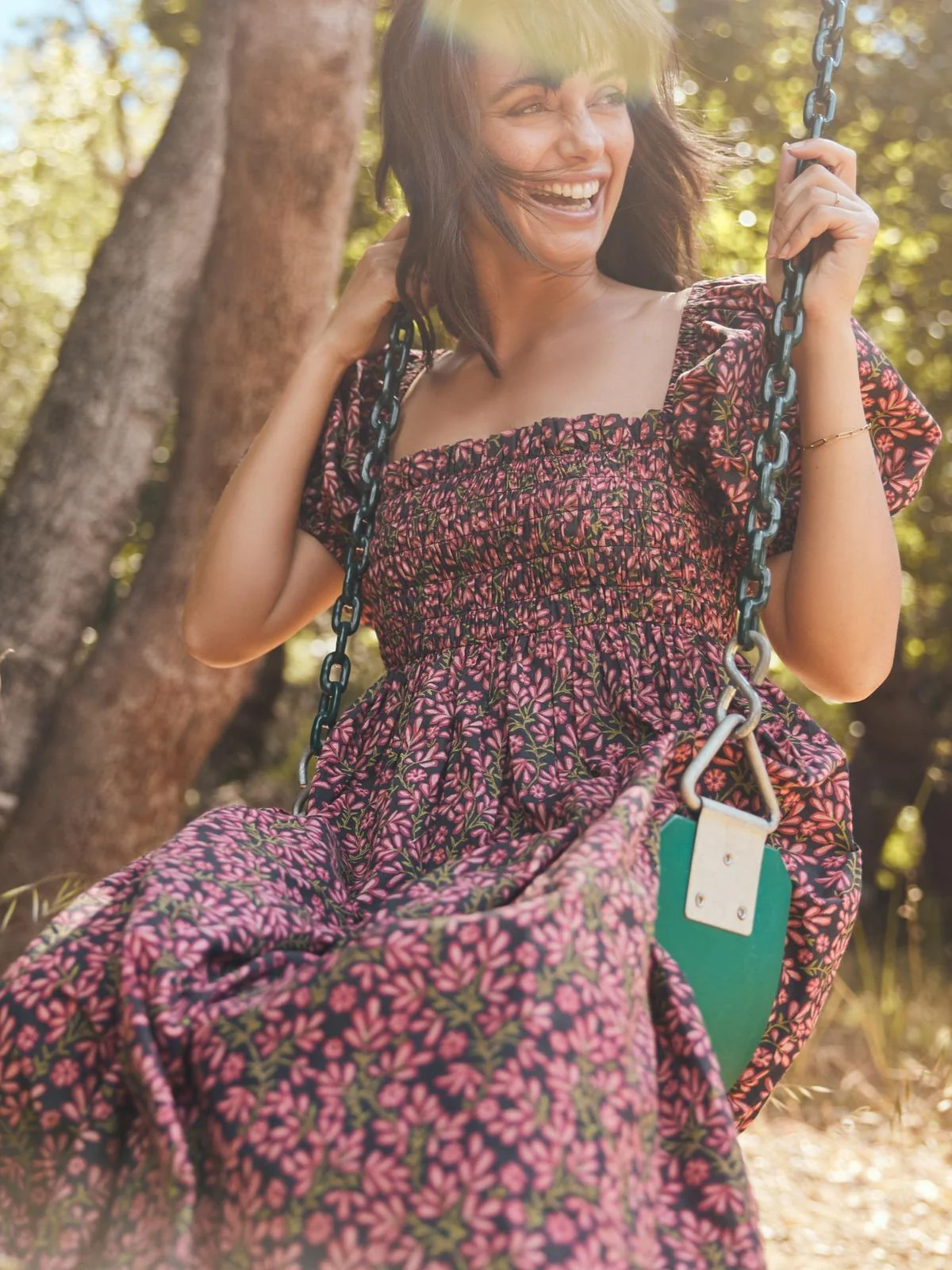 Aurora Puff Sleeve Maxi Dress - Faded Onyx/Light Ruby Floral - Image 6