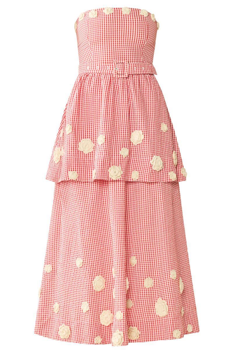Daisy Dress X Rainey Collaboration - Red Gingham with Cream Crochet Appliqué - Image 7