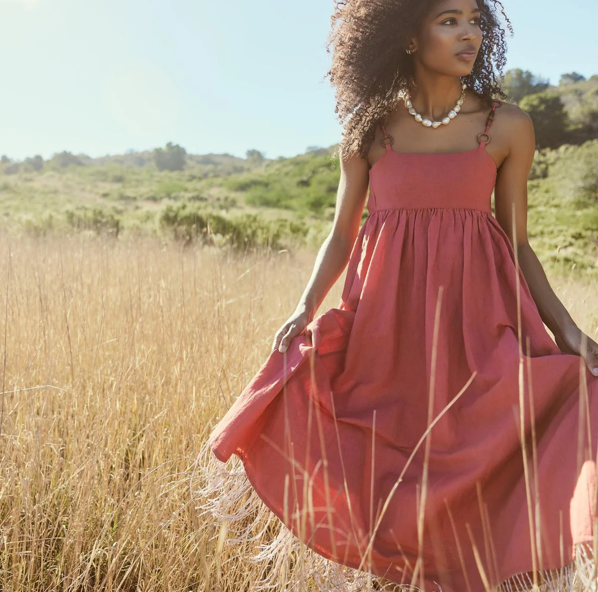 Gavin Beaded Fringe Midi Dress - Rhubarb - Image 2