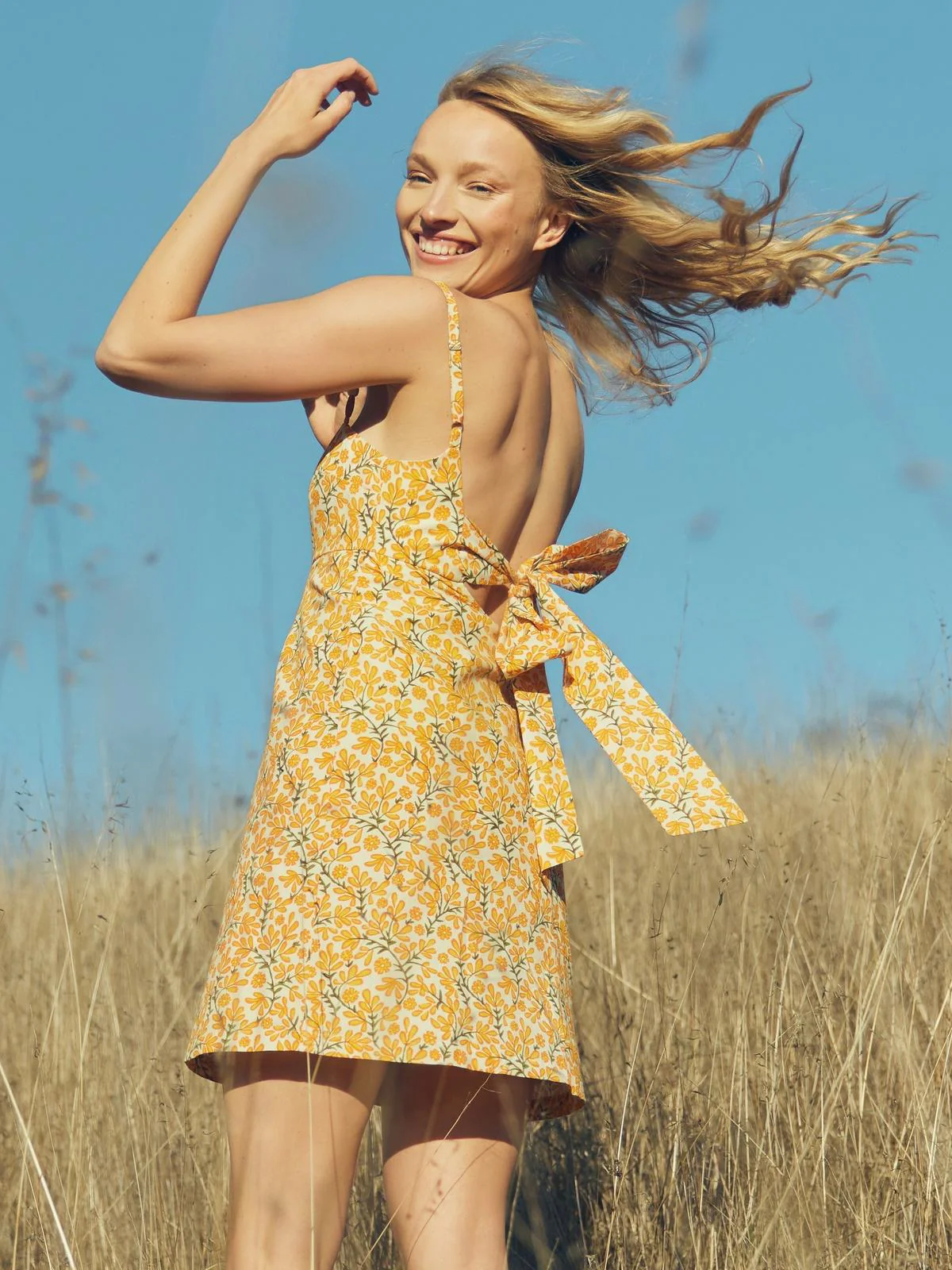 Gloria Mini Dress - Ivory/Clementine Floral - Image 3