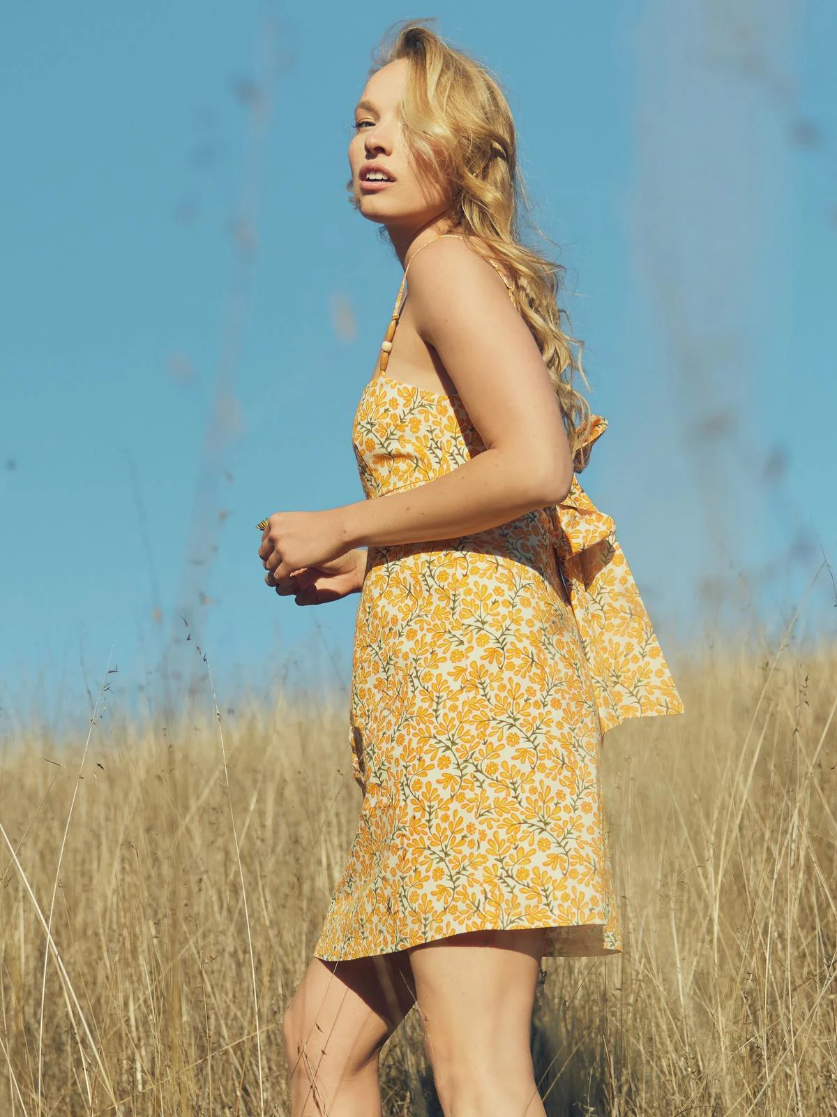 Gloria Mini Dress - Ivory/Clementine Floral - Image 4