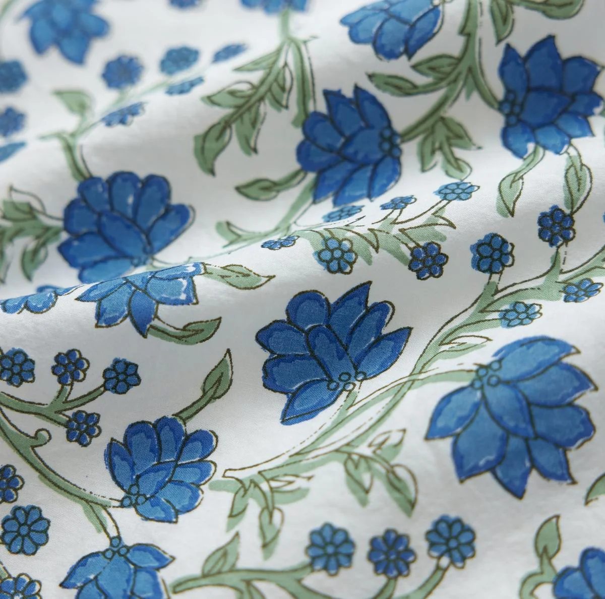Hayley Puff Sleeve Midi Dress - Cream/Azure Floral - Image 5
