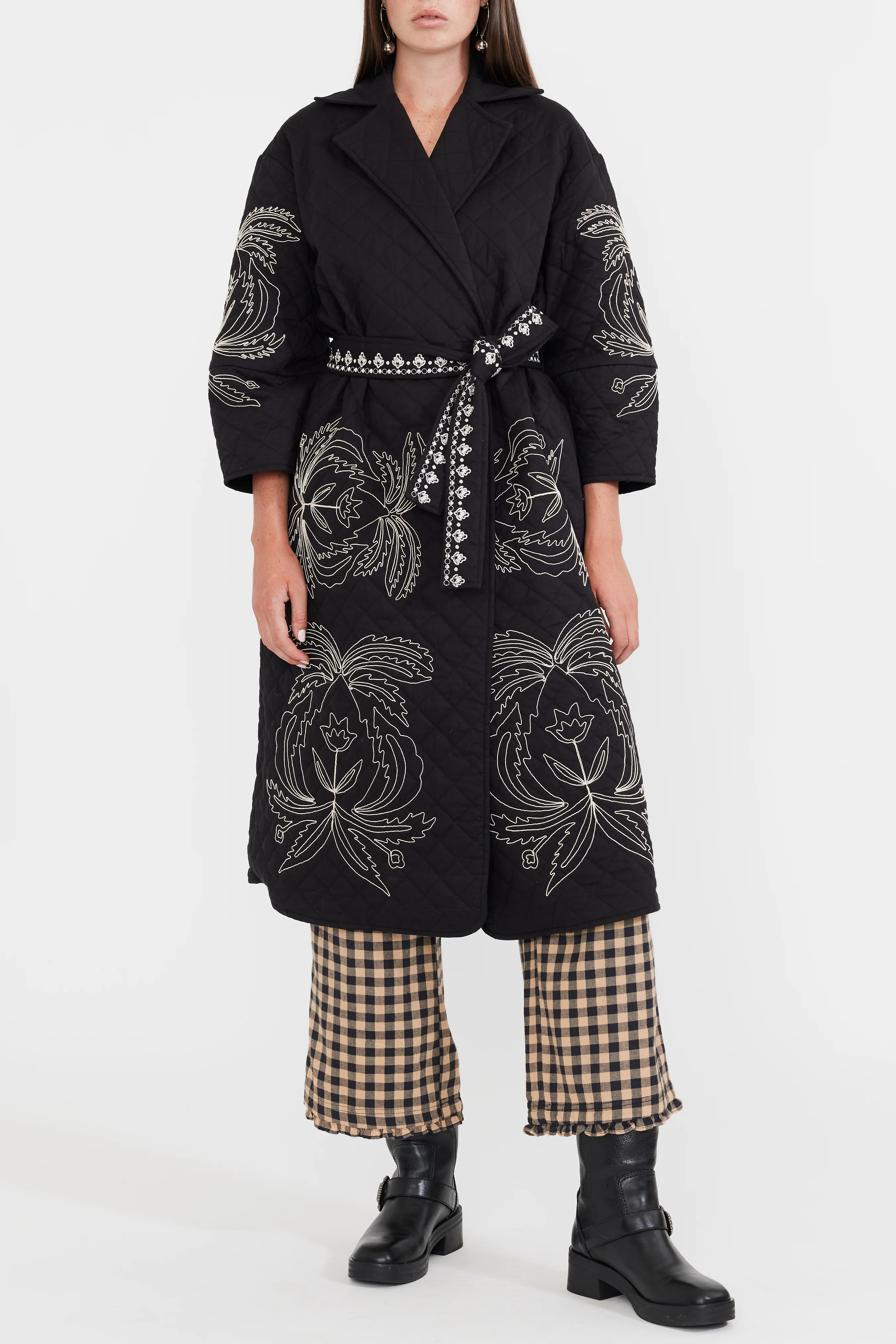 Palak Embroidered Quilted Wrap Jacket - Image 7