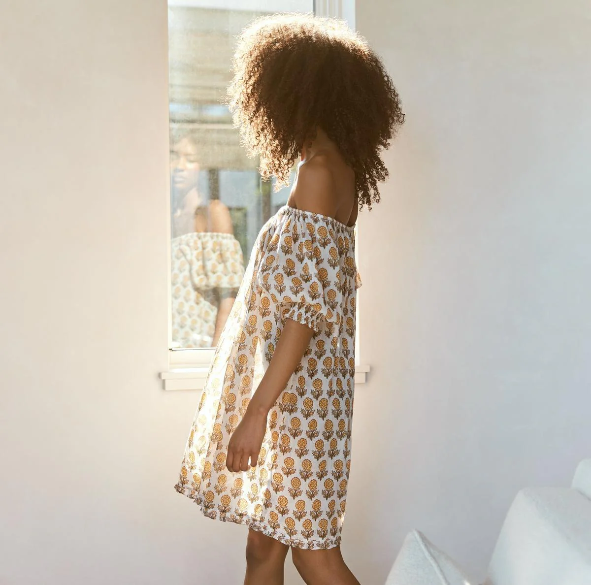 Sydney Puff Sleeve Mini Nightgown - Ochre/Dahlia Floral print - Image 5