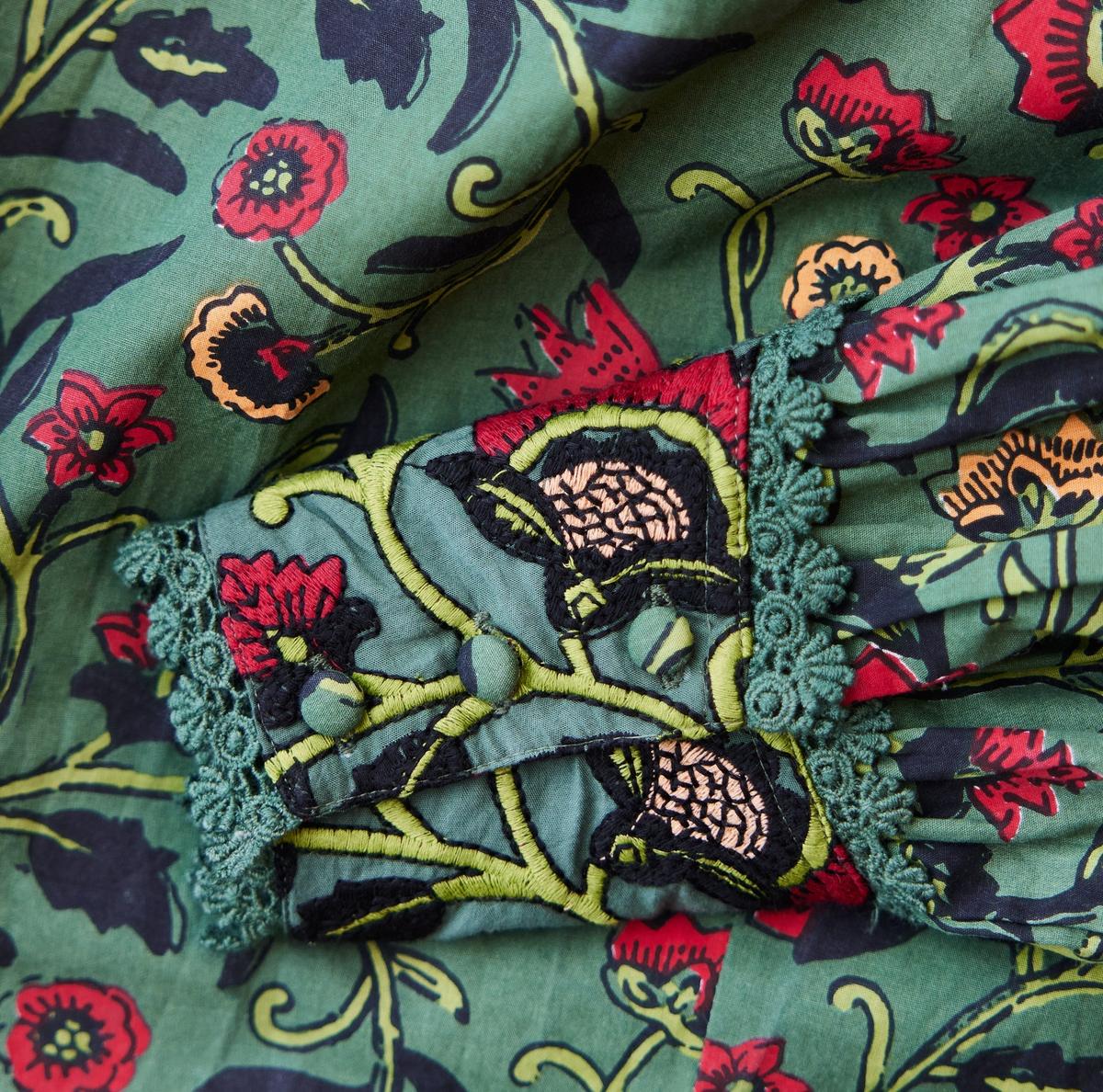 Victoria Embroidered Top - Forest/Copper & Crimson Floral print - Image 7